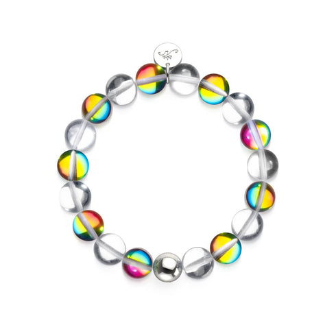 Rainbow Sky | .925 Sterling Silver | Galaxy Glass Statement Bracelet