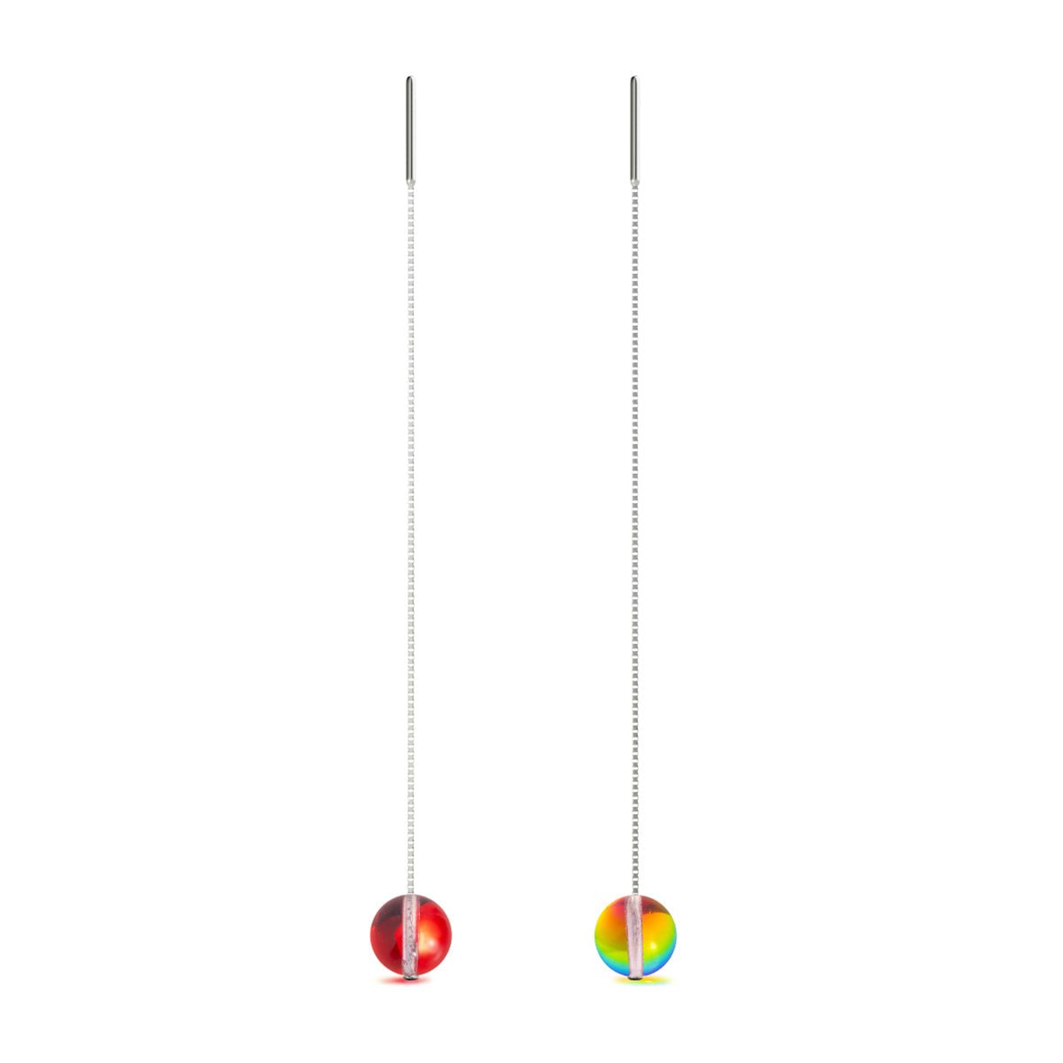 Mars Red | .925 Sterling Silver | Galaxy Glass Chain Drop Threader Earrings