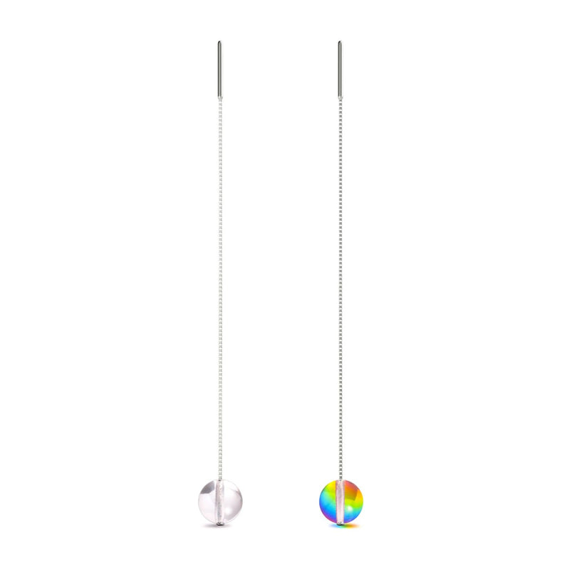 Rainbow Sky | .925 Sterling Silver | Galaxy Glass Chain Drop Threader Earrings