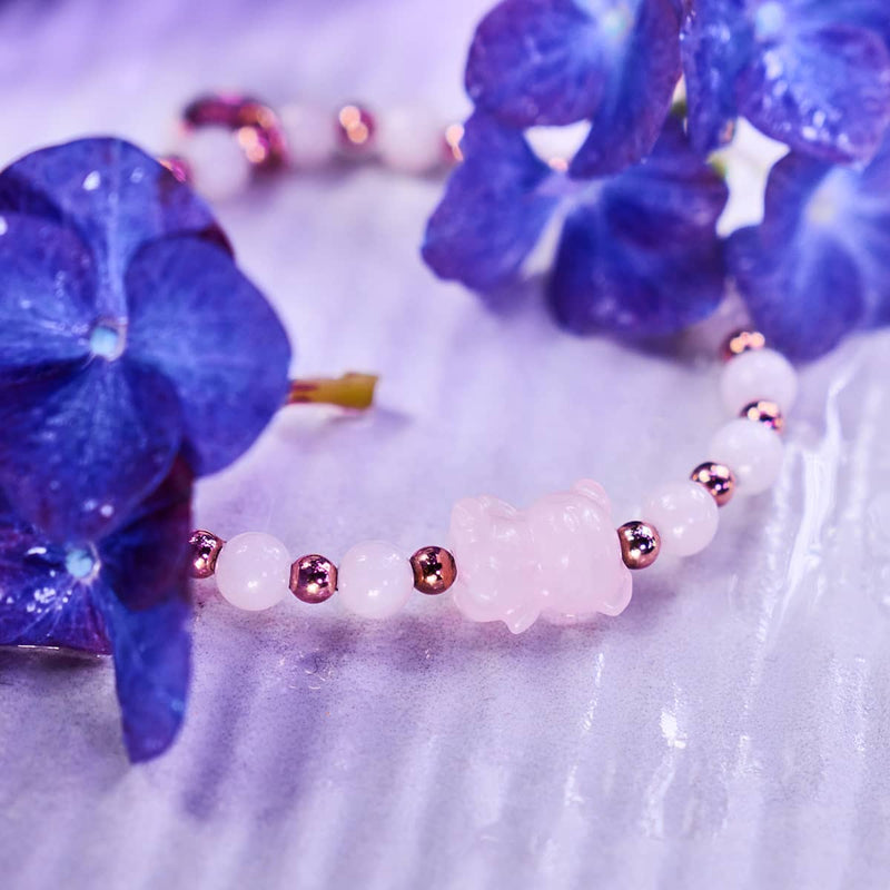 Persephone | Gemmy Bear Bracelet | Rose Quartz x 18k Rose Gold