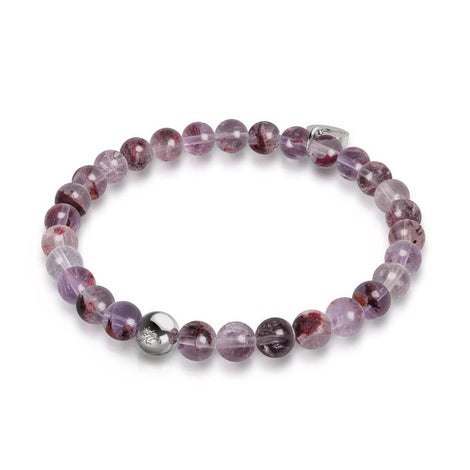 Purple Ghost Quartz | Silver | Healing Gemstone Bead Bracelet