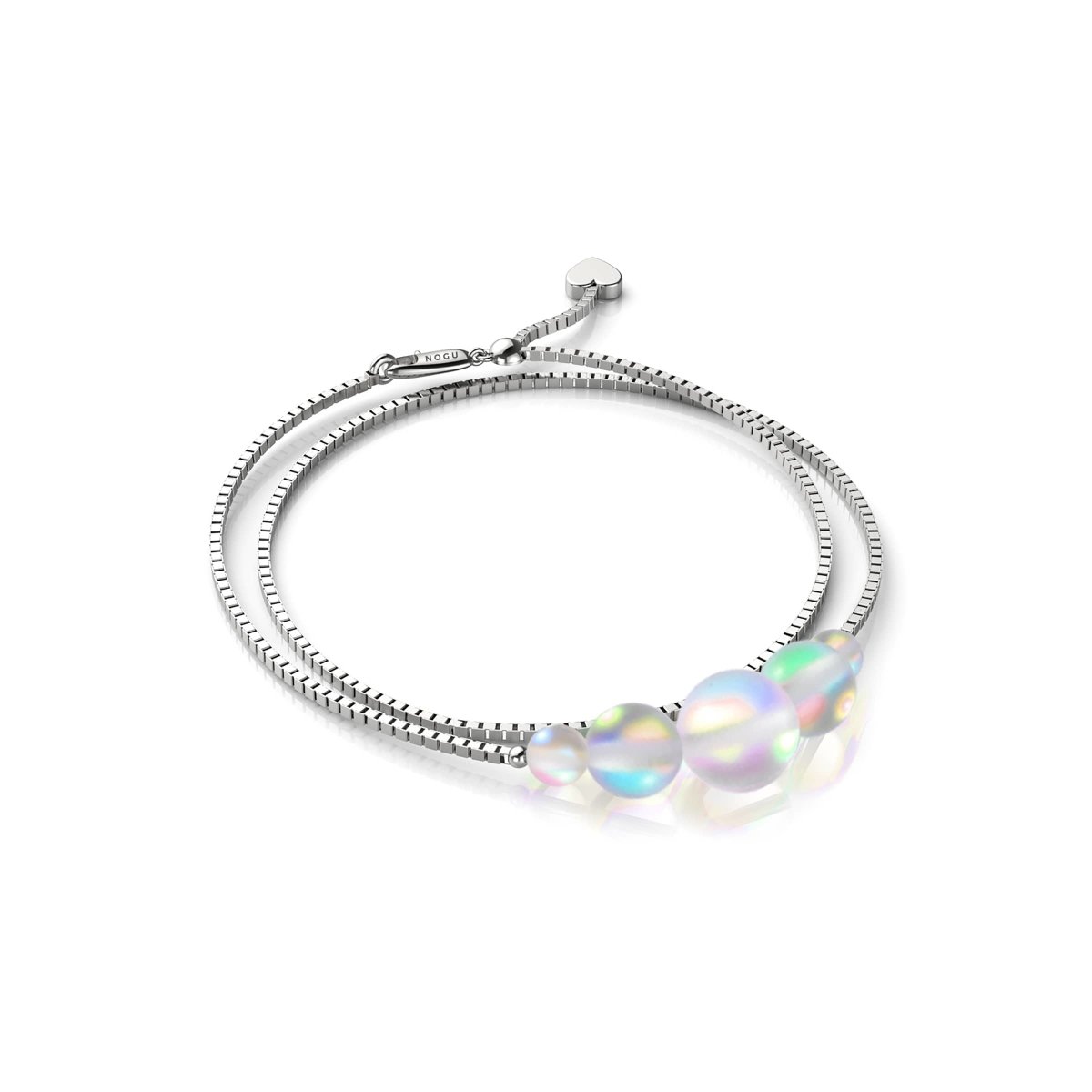 Rainbow White | .925 Sterling Silver | Mermaid Glass Infinity Clasp Anklet