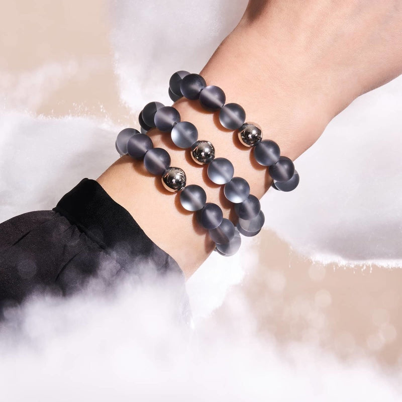 Carbonite | Silver | Mermaid Glass Statement Bracelet