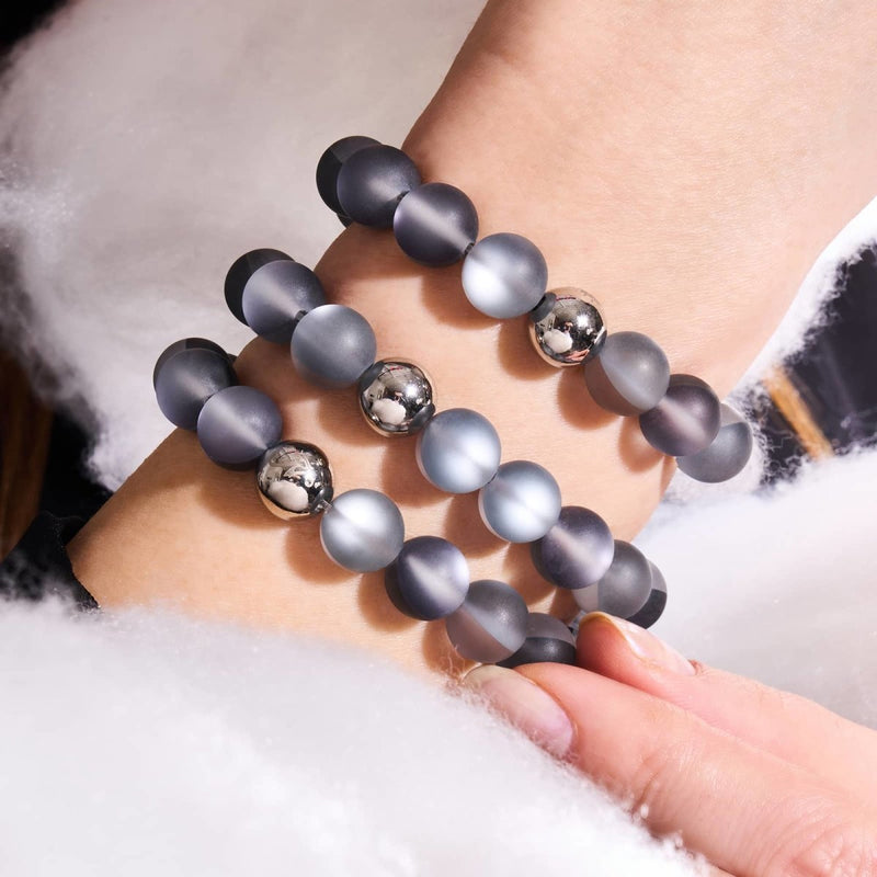Carbonite | Silver | Mermaid Glass Statement Bracelet