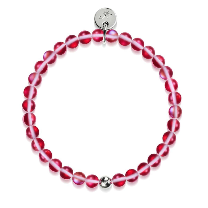 Dark Vermillion | Silver | Mermaid Glass Bead Bracelet