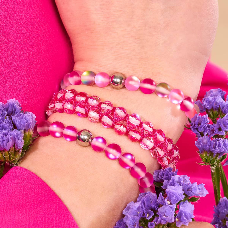 Magenta Magic | Silver | Mermaid Glass Bead Bracelet