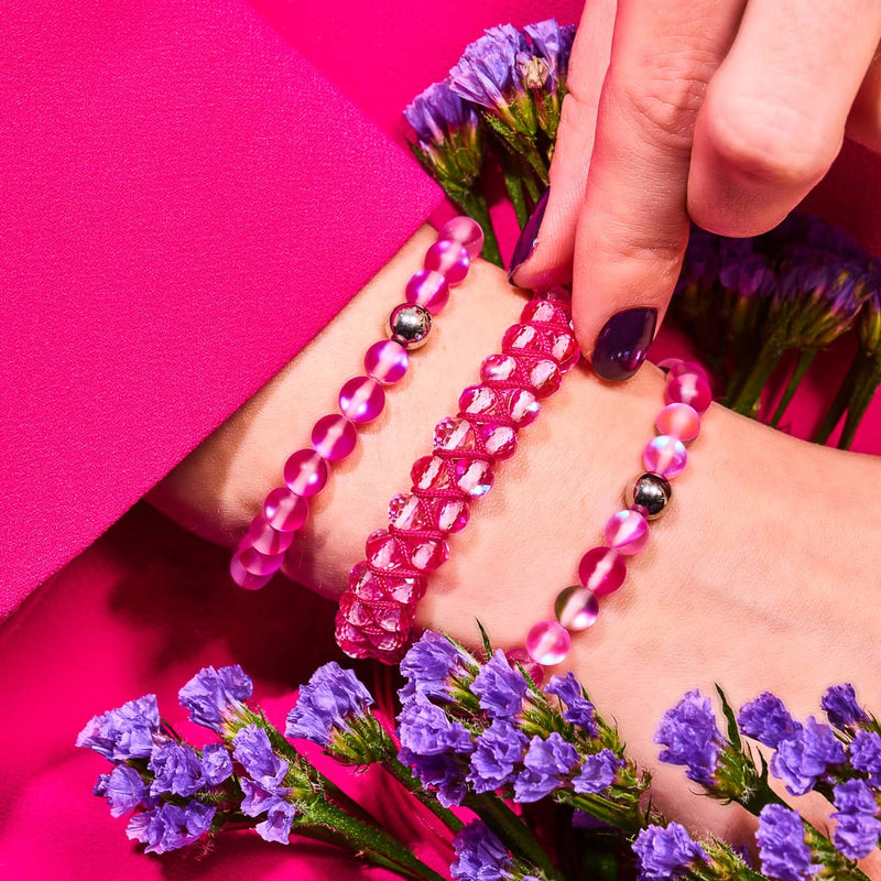 Magenta Magic | Silver | Mermaid Glass Bead Bracelet