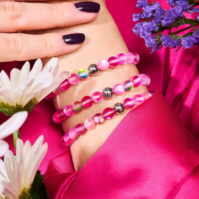 Magenta Magic | Silver | Mermaid Glass Bead Bracelet