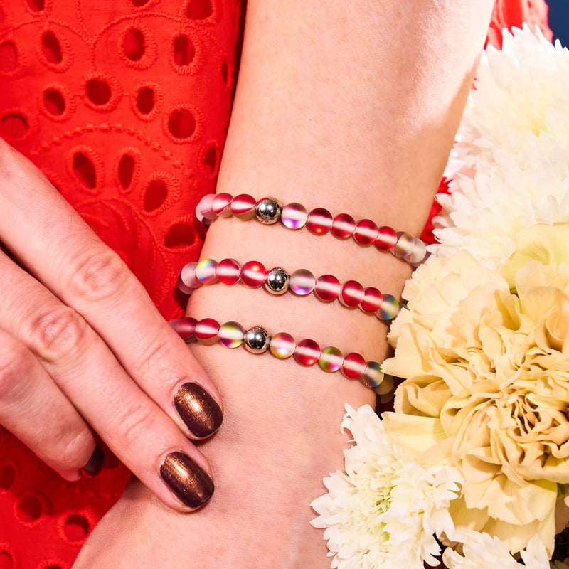 Pomegranate | Silver | Mermaid Glass Bead Bracelet