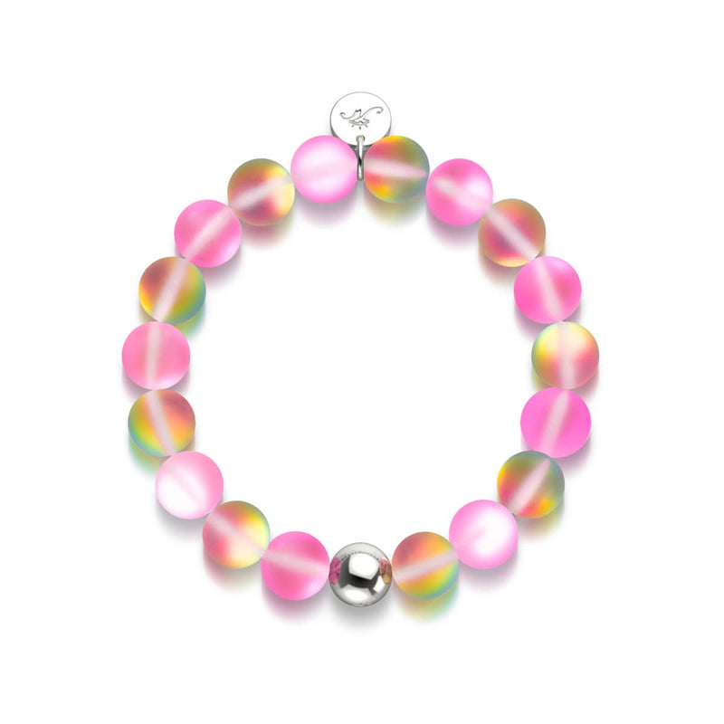 Unicorn Pink | Silver | Mermaid Glass Statement Bracelet