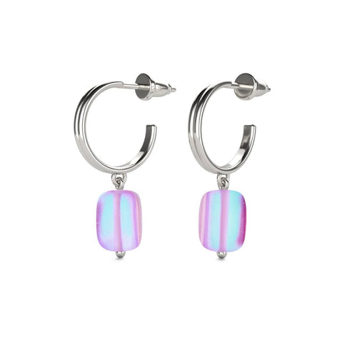 Lavender | .925 Sterling Silver | Mermaid Glass Pebble Huggie Earrings
