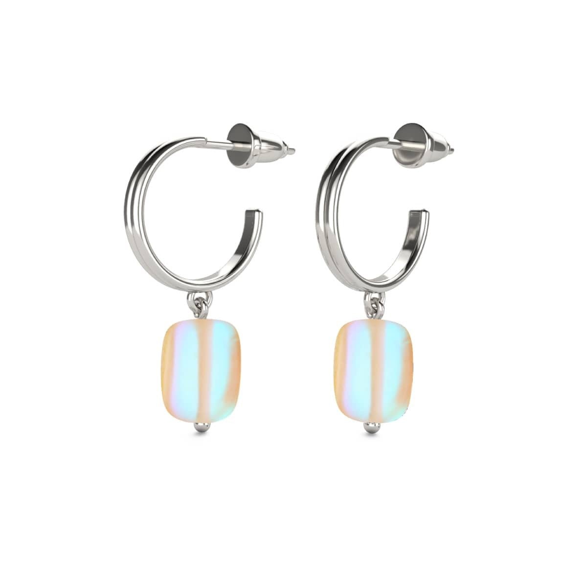 Peach | .925 Sterling Silver | Mermaid Glass Pebble Huggie Earrings