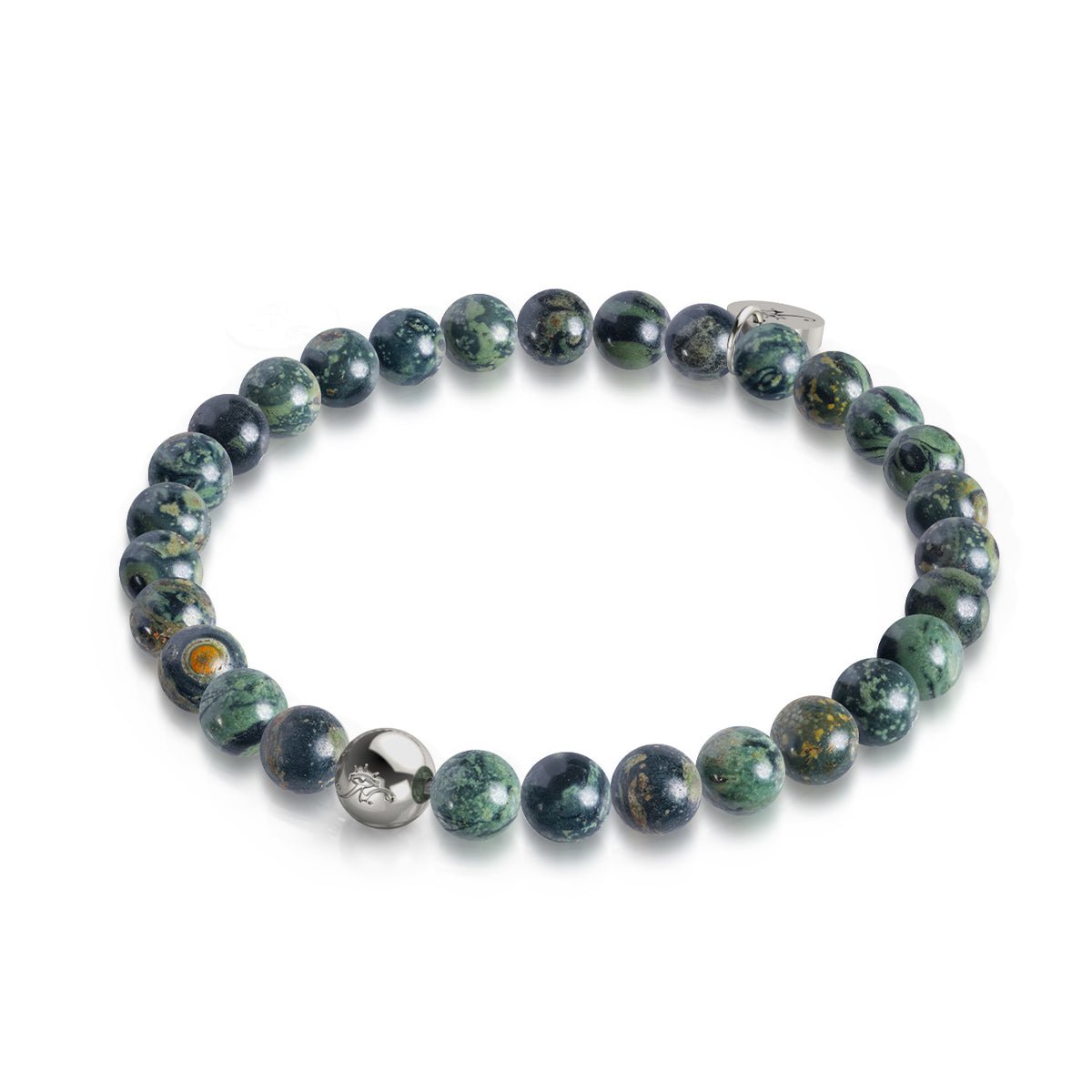 Midnight Green Jasper | .925 Sterling Silver | Healing Gemstone Bead Bracelet