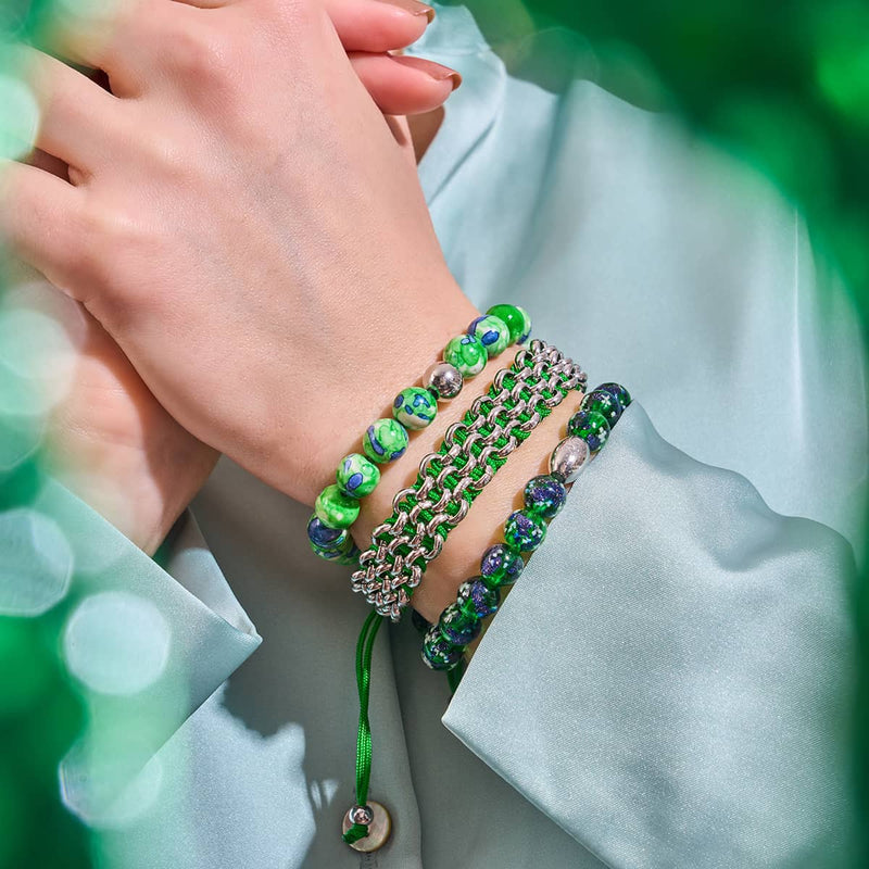 Tree Frog Links | Original Kismet Bracelet | Green x Silver