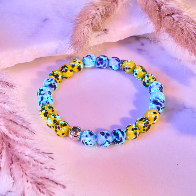 Sun and Sky | Ukrainian Aid | Firefly Glass Bead Bracelet