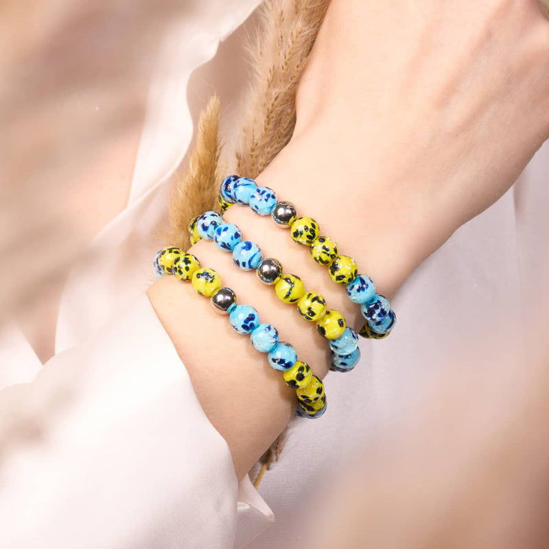 Sun and Sky | Ukrainian Aid | Firefly Glass Bead Bracelet