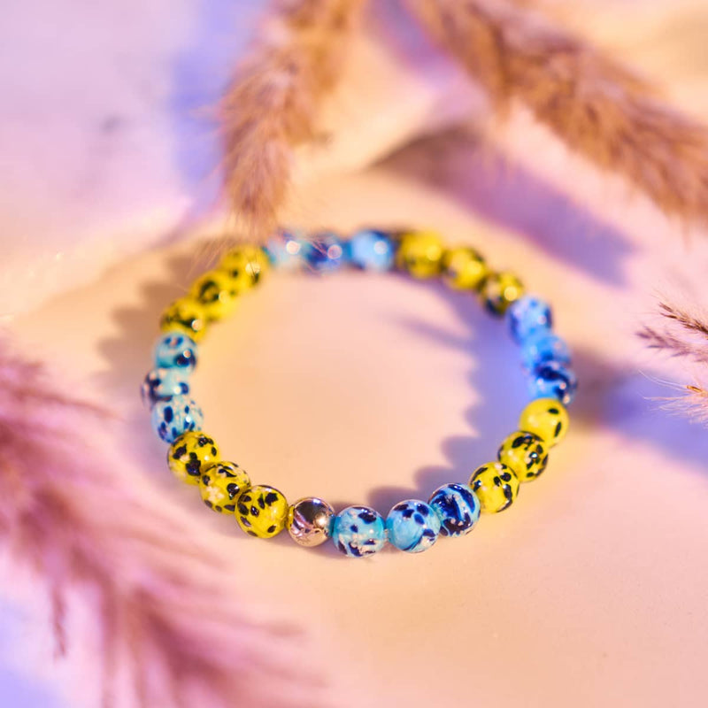 Sun and Sky | Ukrainian Aid | Firefly Glass Bead Bracelet