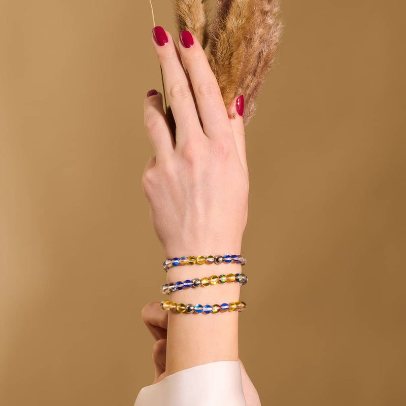 Sun and Sky | Ukrainian Aid | Galaxy Glass Bead Bracelet