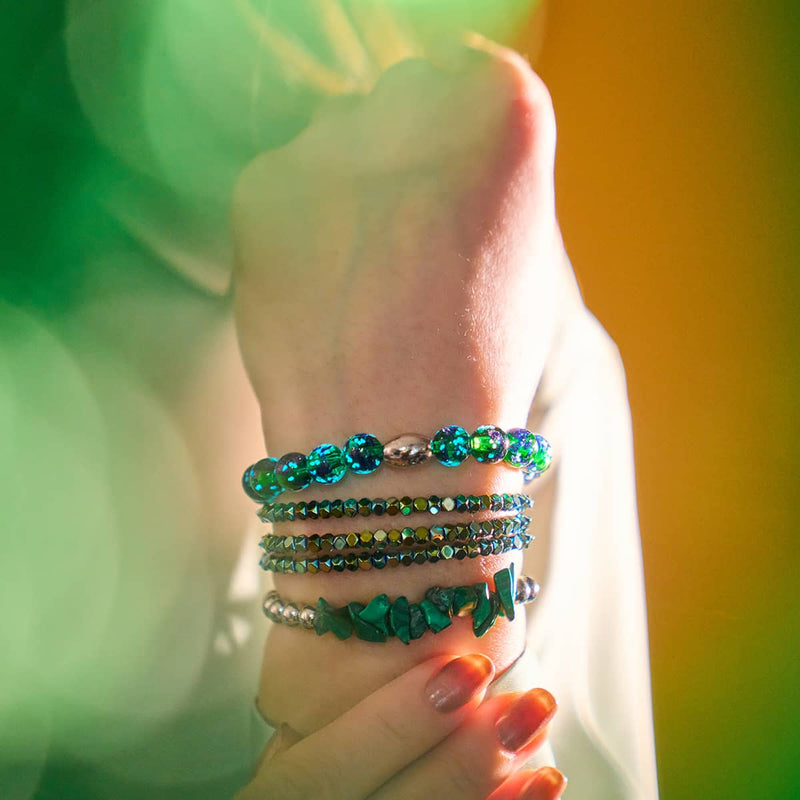 Malachite | Silver | Uncut Gemstone Bracelet