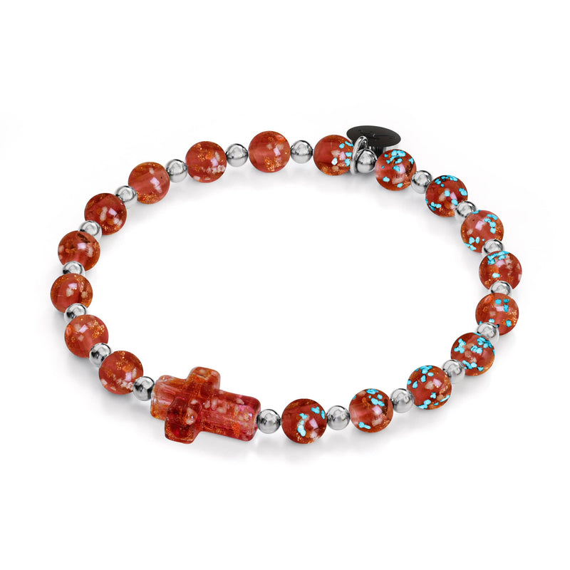 Ember | Silver | Firefly Glass Cross Bracelet