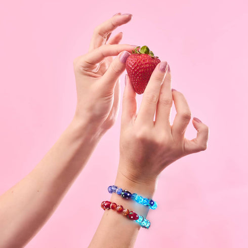 Blue Strawberry Fields | .925 Sterling Silver | Firefly Glass Berry Bracelet