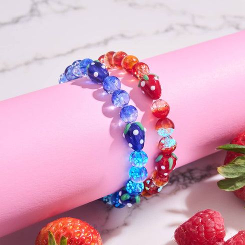 Blue Strawberry Fields | .925 Sterling Silver | Firefly Glass Berry Bracelet