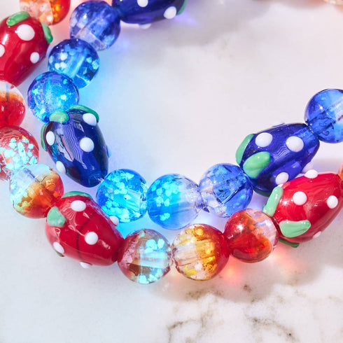 Blue Strawberry Fields | .925 Sterling Silver | Firefly Glass Berry Bracelet