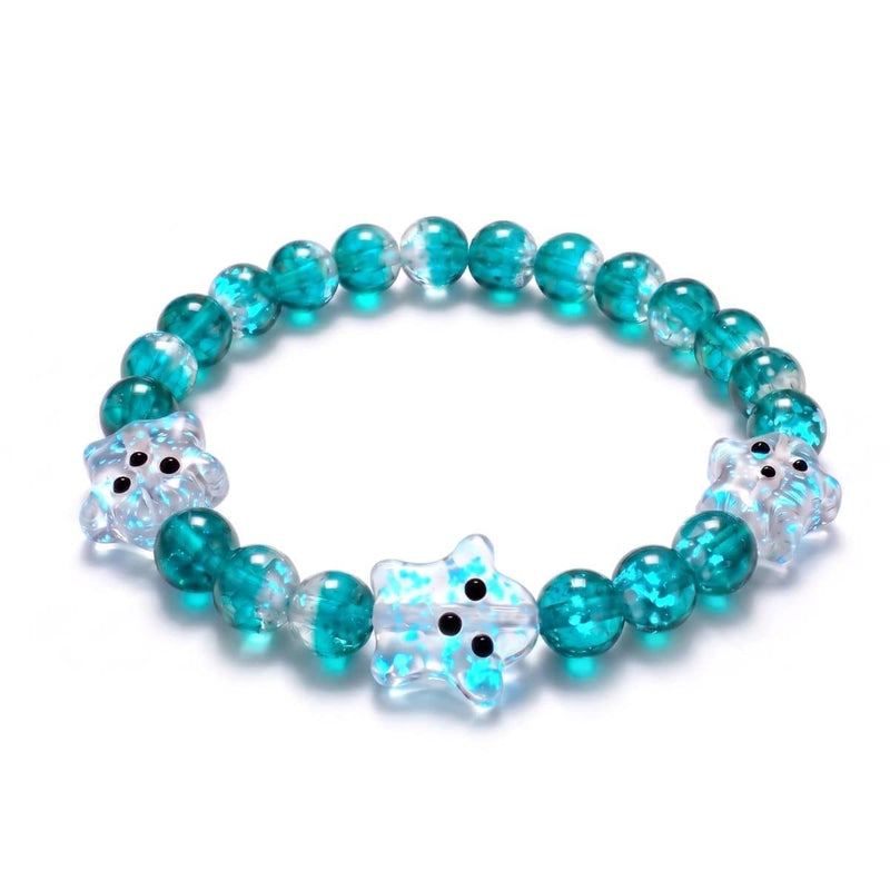 Teal Phantom | Silver | Firefly Glass Ghost Bracelet
