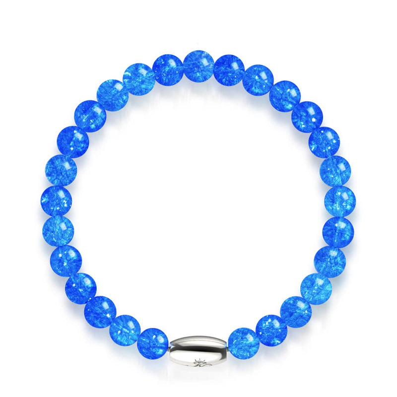 Sapphire Glitter Glass | .925 Sterling Silver | Bead Bracelet