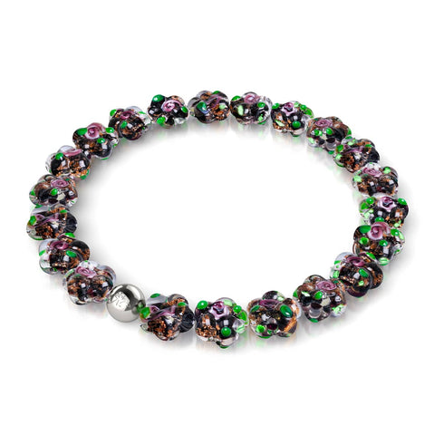 Liquorice Lilly | .925 Sterling Silver | Firefly Glass Flower Bracelet