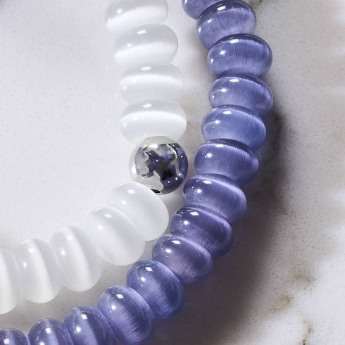 White Winter Moon | .925 Sterling Silver | Cheshire Glass Bracelet