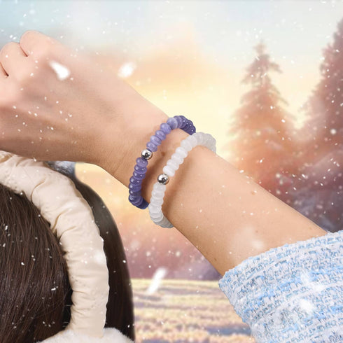 Purple Winter Moon | .925 Sterling Silver | Cheshire Glass Bracelet