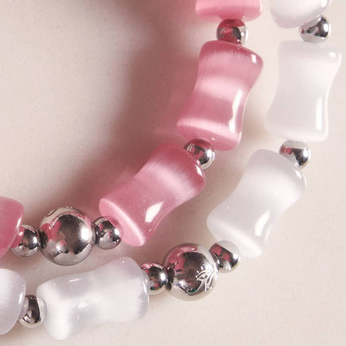 Moonlit Glow | Ethereal Hourglass Cheshire Glass Bracelet