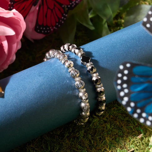 Black | Chrome Clover Bracelet