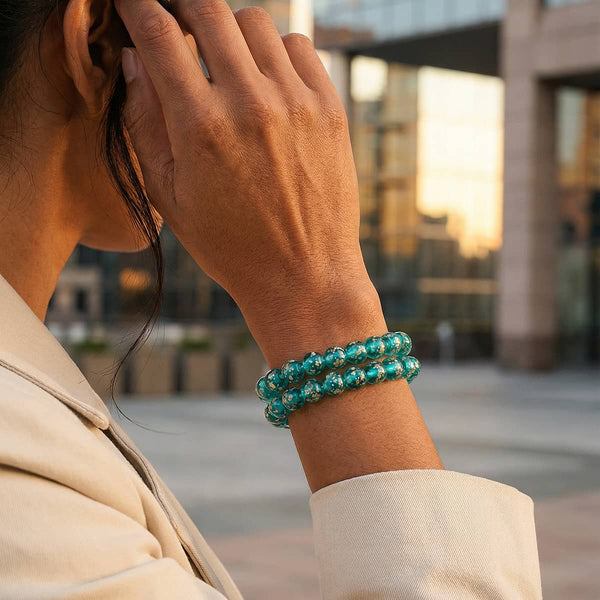 Teal | .925 Sterling Silver | Firefly Glass Bracelet