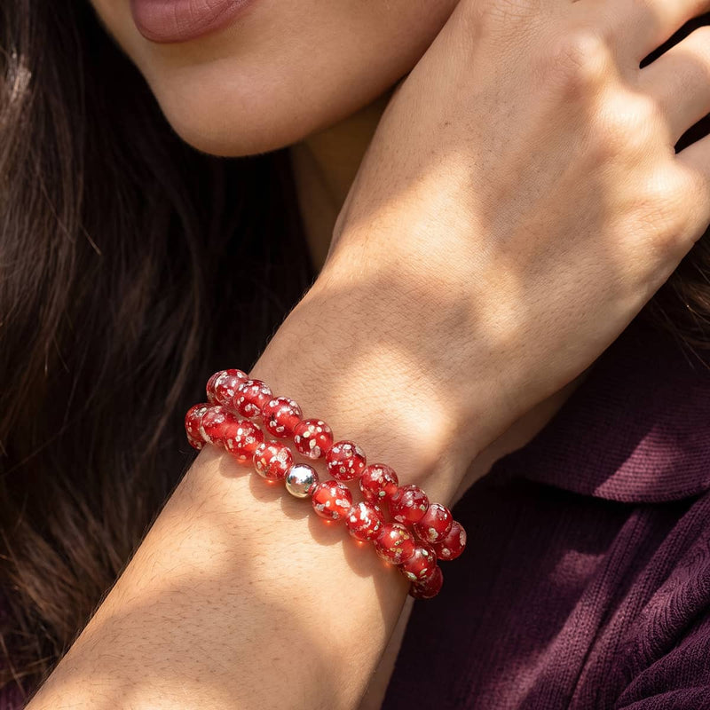 Crimson | .925 Sterling Silver | Firefly Glass Bracelet