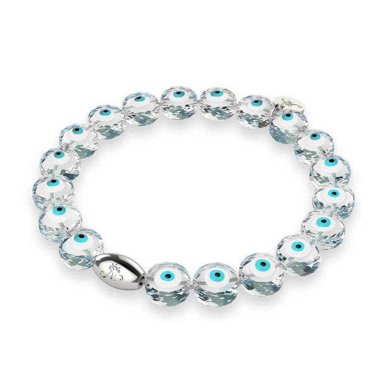 White | .925 Sterling Silver | Crystal Evil Eye Bracelet
