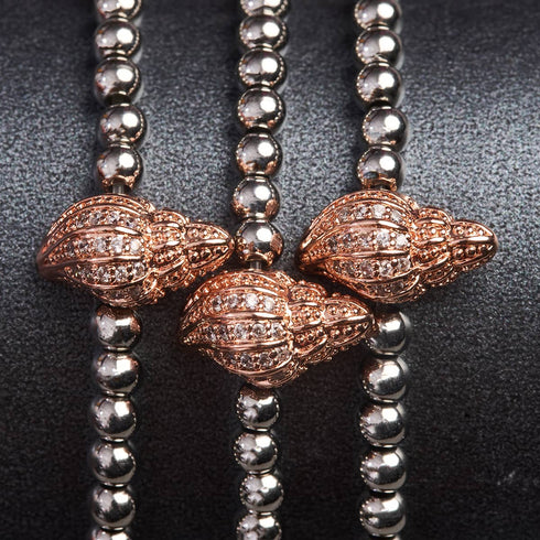 Isla | 18k Rose Gold & Silver | Crystal Conch Shell Charm Bracelet