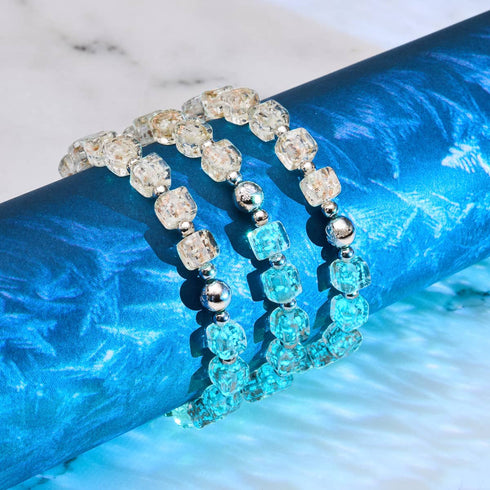 Alabaster | Silver | Firefly Glass Pebble Bracelet