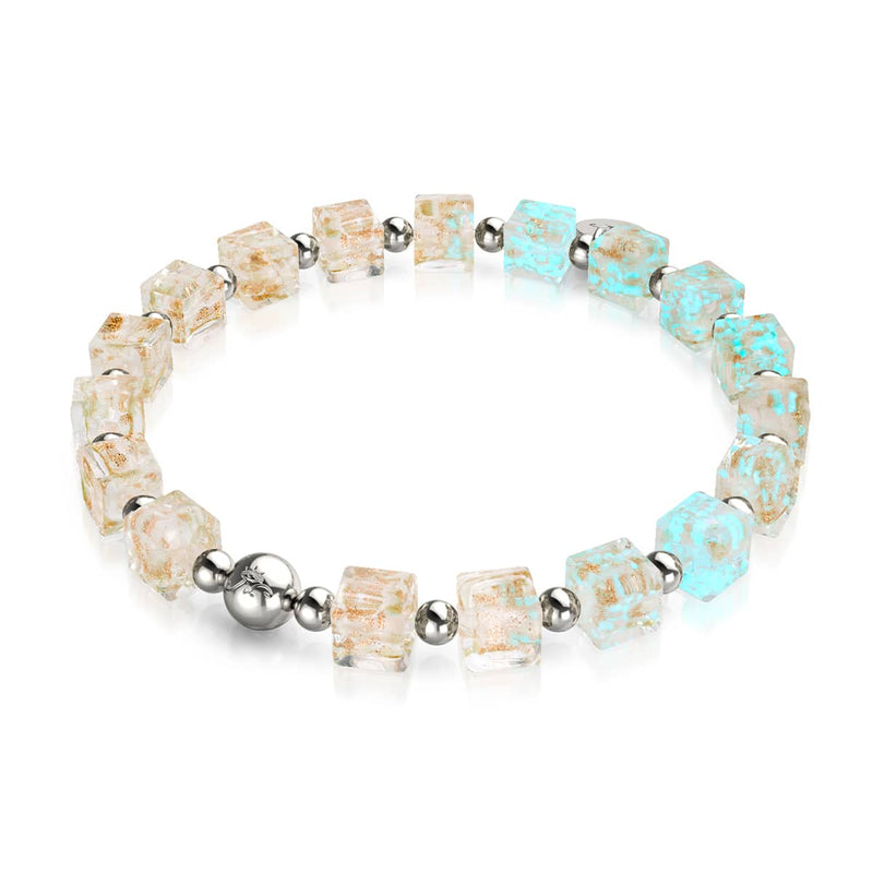 Alabaster | Silver | Firefly Glass Pebble Bracelet