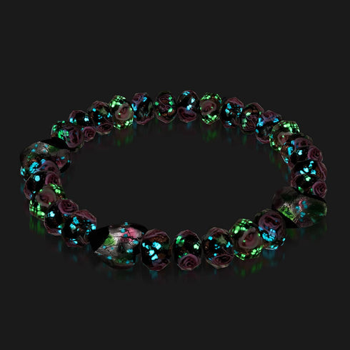 Black Bouquet | .925 Sterling Silver | Firefly Glass Diamond Hearts Bracelet
