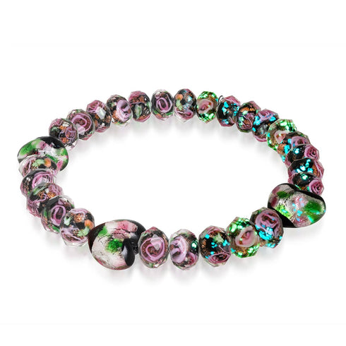 Black Bouquet | .925 Sterling Silver | Firefly Glass Diamond Hearts Bracelet