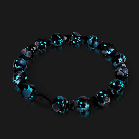 Black Orchid | .925 Sterling Silver | Firefly Glass Blossom Bracelet