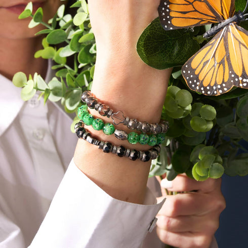Gleaming Grove | .925 Sterling Silver | Firefly Glass Bracelet