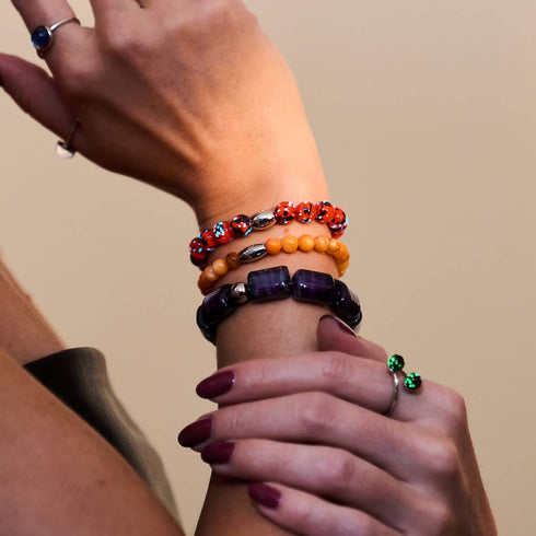 Glowing Ember | .925 Sterling Silver | Firefly Glass Bracelet