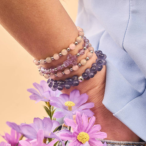 Lilac | Silver | Firefly Glass Cross Bracelet