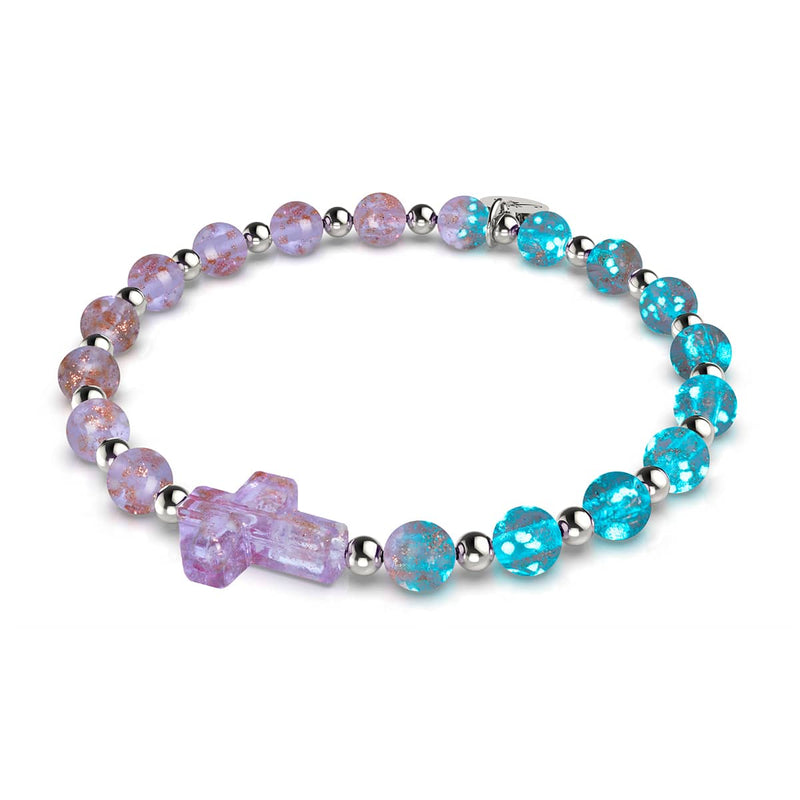Lilac | Silver | Firefly Glass Cross Bracelet