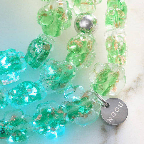 Luminous Shamrock | Silver | Firefly Glass Clover Bracelet