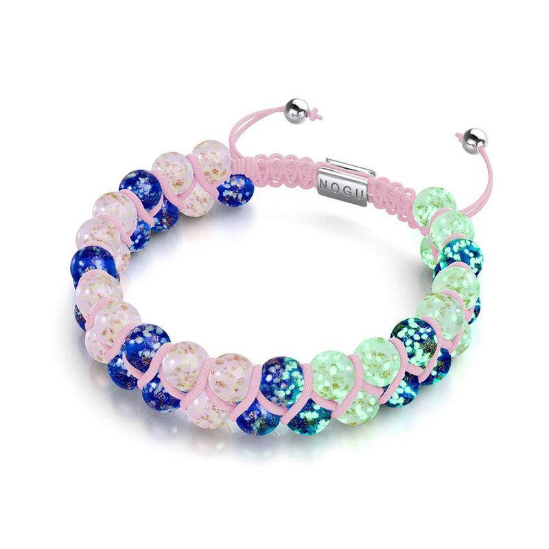 Oasis | Pink Succulent x Sapphire | Double Firefly Glass Bracelet