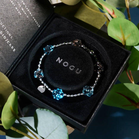 Obsidian | Silver | Firefly Glass Clover Essence Bracelet